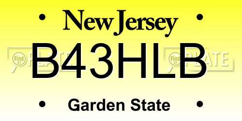 B43HLB New Jersey License Plate