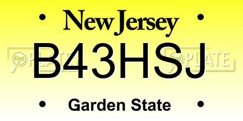 B43HSJ New Jersey License Plate