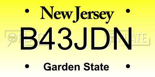 B43JDN New Jersey License Plate