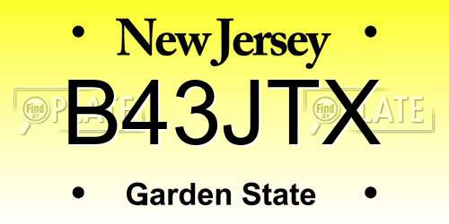 B43JTX New Jersey License Plate