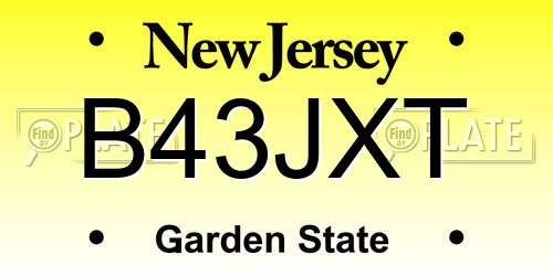 B43JXT New Jersey License Plate