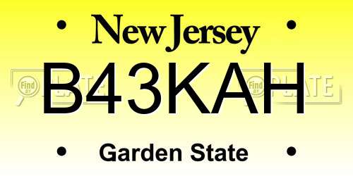 B43KAH New Jersey License Plate