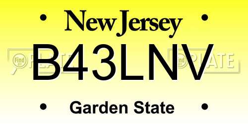 B43LNV New Jersey License Plate