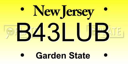 B43LUB New Jersey License Plate
