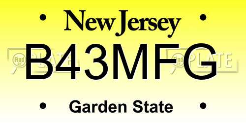 B43MFG New Jersey License Plate