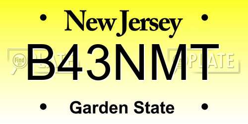 B43NMT New Jersey License Plate