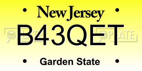 B43QET New Jersey License Plate