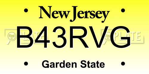 B43RVG New Jersey License Plate
