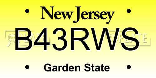 B43RWS New Jersey License Plate