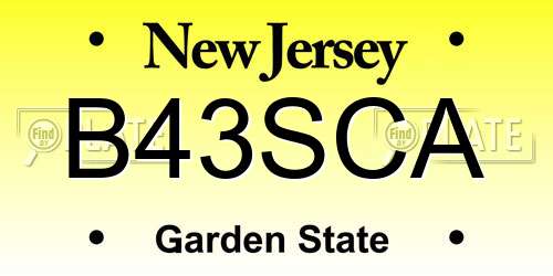 B43SCA New Jersey License Plate