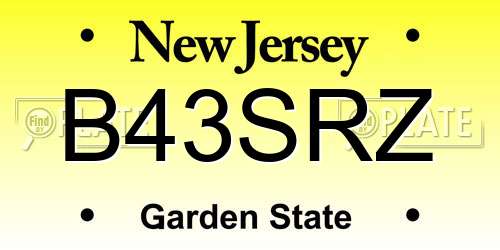 B43SRZ New Jersey License Plate