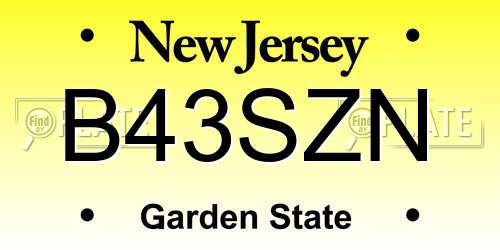 B43SZN New Jersey License Plate