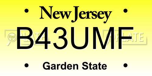 B43UMF New Jersey License Plate