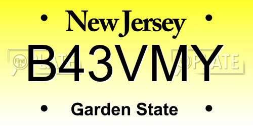 B43VMY New Jersey License Plate