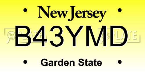 B43YMD New Jersey License Plate