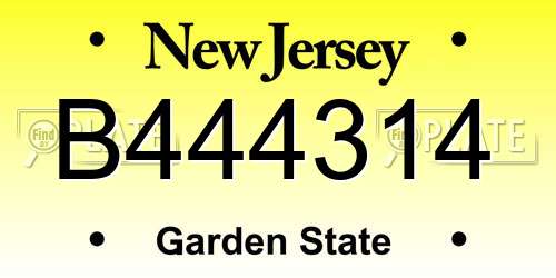 B444314 New Jersey License Plate