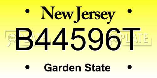 B44596T New Jersey License Plate