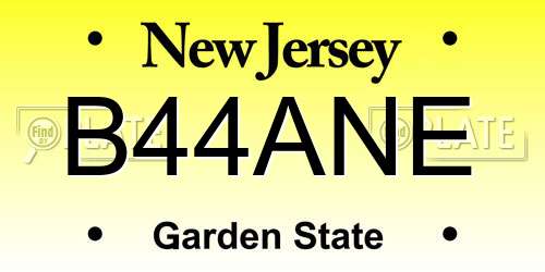 B44ANE New Jersey License Plate