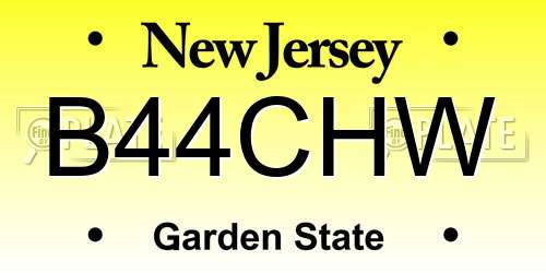 B44CHW New Jersey License Plate