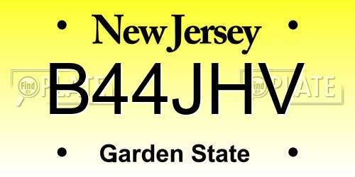 B44JHV New Jersey License Plate