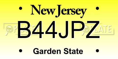 B44JPZ New Jersey License Plate