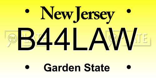 B44LAW New Jersey License Plate