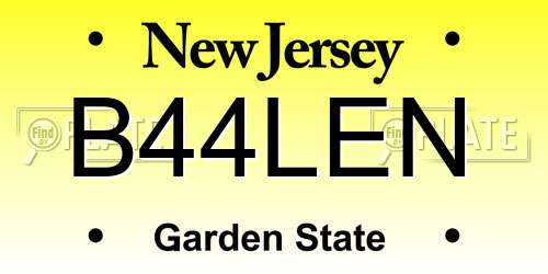 B44LEN New Jersey License Plate