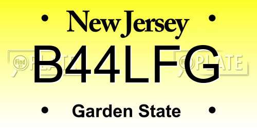 B44LFG New Jersey License Plate