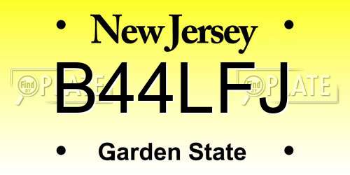 B44LFJ New Jersey License Plate