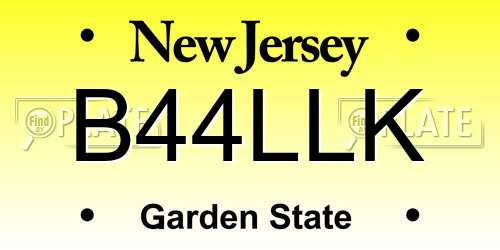 B44LLK New Jersey License Plate