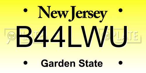 B44LWU New Jersey License Plate
