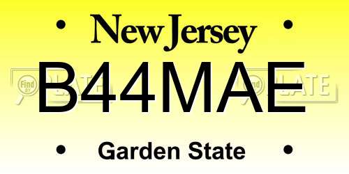 B44MAE New Jersey License Plate
