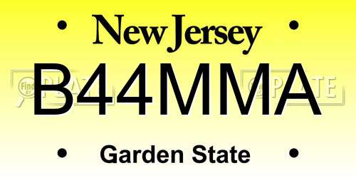 B44MMA New Jersey License Plate