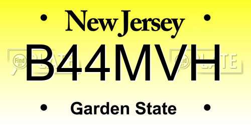 B44MVH New Jersey License Plate