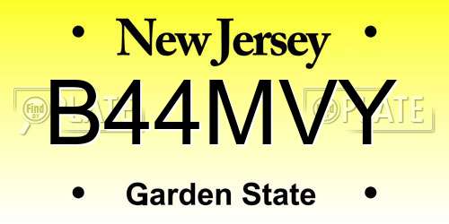 B44MVY New Jersey License Plate