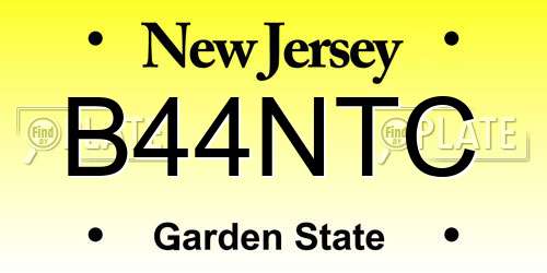 B44NTC New Jersey License Plate