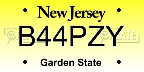 B44PZY New Jersey License Plate