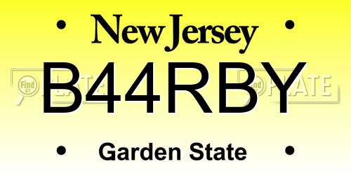 B44RBY New Jersey License Plate
