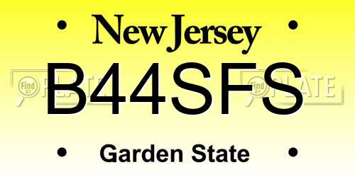 B44SFS New Jersey License Plate