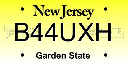 B44UXH New Jersey License Plate