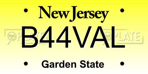 B44VAL New Jersey License Plate
