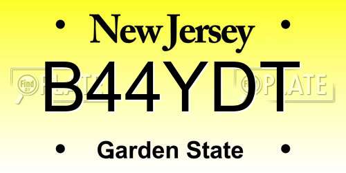 B44YDT New Jersey License Plate