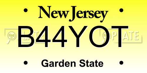 B44YOT New Jersey License Plate