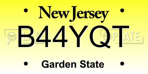 B44YQT New Jersey License Plate