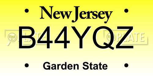 B44YQZ New Jersey License Plate