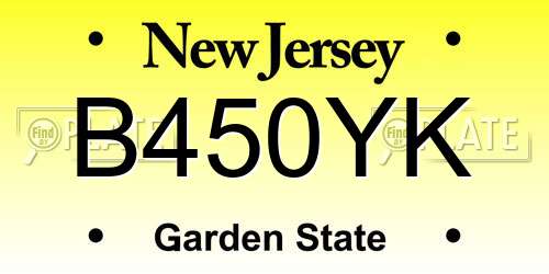 B450YK New Jersey License Plate