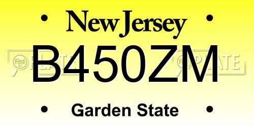 B450ZM New Jersey License Plate