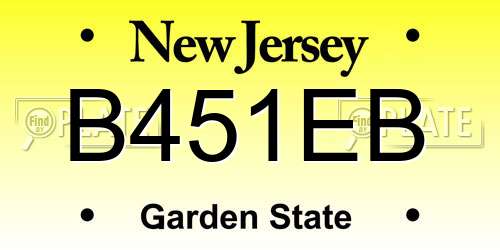 B451EB New Jersey License Plate