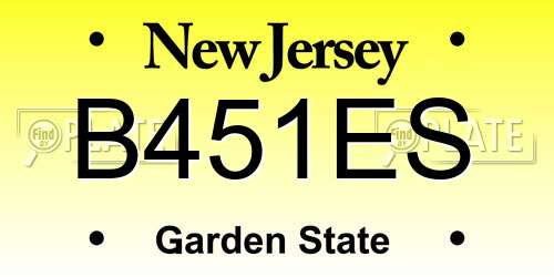 B451ES New Jersey License Plate