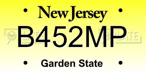 B452MP New Jersey License Plate